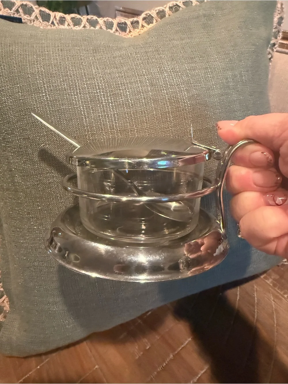 Table Craft 357  Stainless Steel & Glass Condiment Dish.